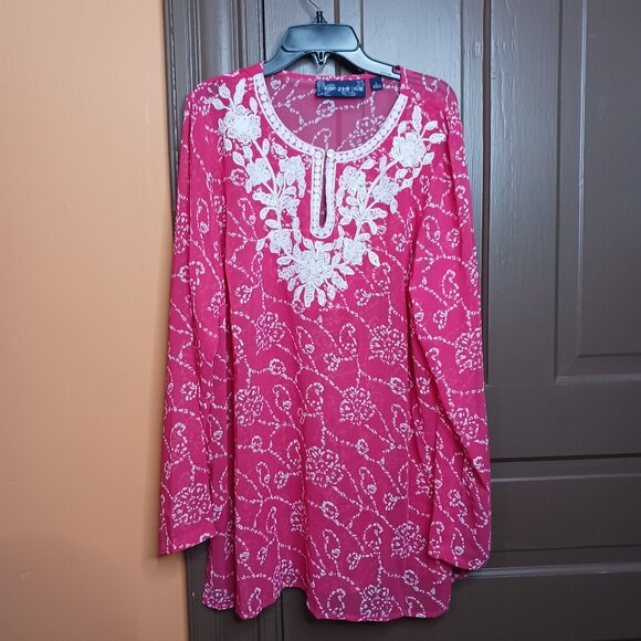 Susan Graver Pink Tunic Top size L - Picture 1 of 8
